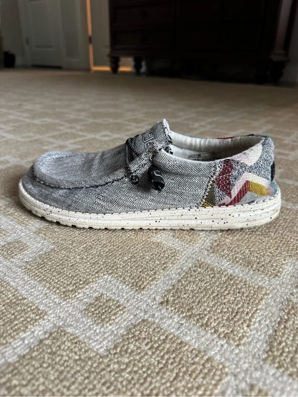 Hey Dude Wally Funk Grey Tribal Slip On Loafers Casual Shoes Men’s US 10